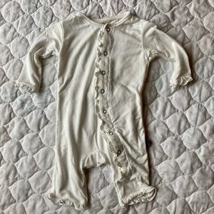 Kickee Pants Ruffle Coverall in White